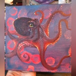 Original octopus Painting Wall Art Home Decor Ocean Surreal artwork Artettina